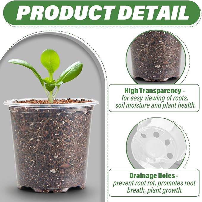 3.5" Clear Seeding Pots 100-Pack Round