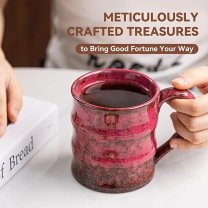 Rustic Red Ceramic Coffee Mug 15oz – Handcrafted Unique Gift