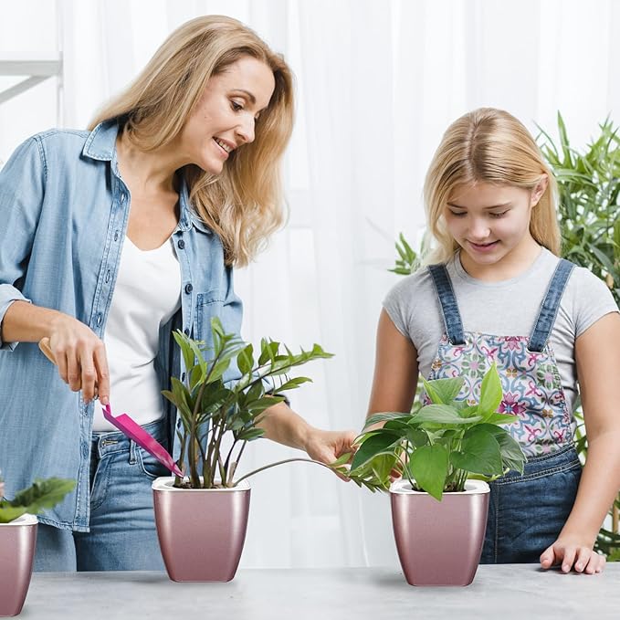 8 Pack Self Watering Pots 4-inch Decorative Flower Planters