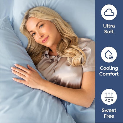 Cal King Size 4 Piece Sheet Set - Comfy Breathable & Cooling Bed Sheets Set - Hotel Luxury Bedding for Women, Men, Kids, Teens, Boys & Girls - Deep Pockets, Soft, Wrinkle Free - Oeko-Tex - Sky Blue