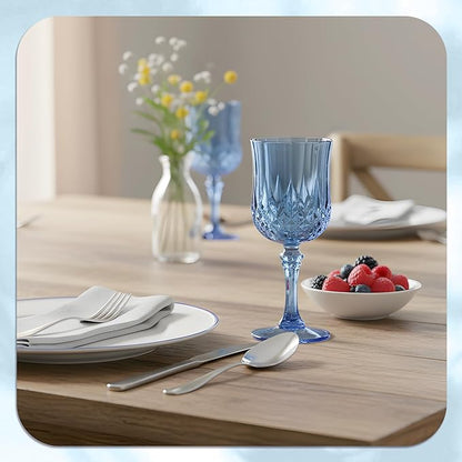7OZ Plastic Wine Glasses, Reusable Vintage Goblets Unbreakable Drinking Glasses