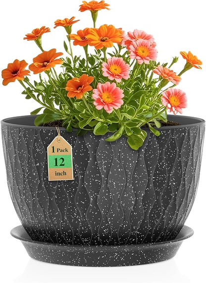 12 Inch Wide Water Ripples Flower Pots