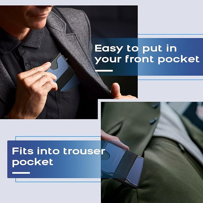 Mens Business Card Holder, Slim Card Wallet for Men and Women, Minimalist RFID Blocking Wallet with Pop-Up Function, Thin Design, Metal Cases Holds 6+6 Cards, Gifts for Men, Men's Accessories