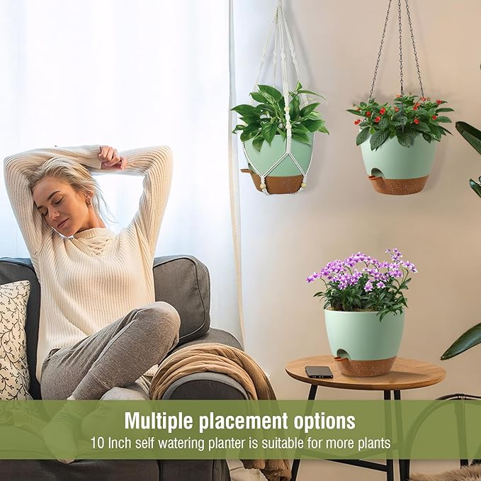 10 inch Self Watering Hanging Planters