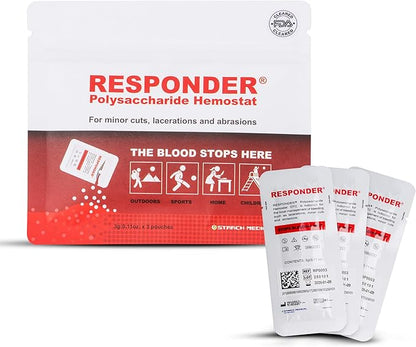 Responder First Aid Powder- FDA Cleared for Use in First-Aid Situations,Plant-Based, Instantly Stops Bleeding - Essential for Camping Safety, Survival Equipment