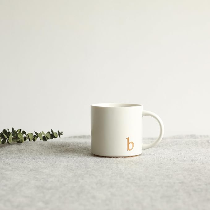 COLLECTIVE HOME Ceramic Coffee Mug, 15 oz Monogram Cup