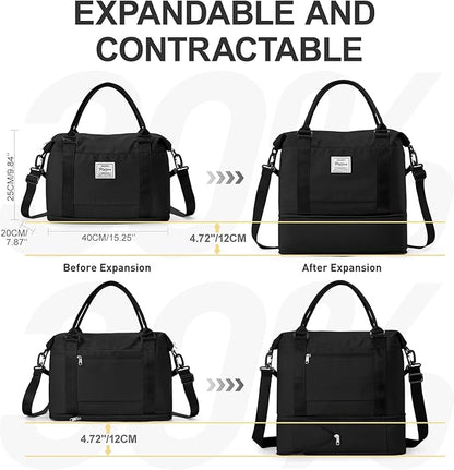 Travel Duffel Bag, Sports Tote Gym Bag, Shoulder Weekender Overnight Bag for Women