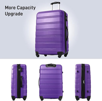 Merax Luggage Sets of 3 Piece Carry on Suitcase Airline Approved, 20/24/28 IN Hard Case Expandable Spinner Wheels (Purple)
