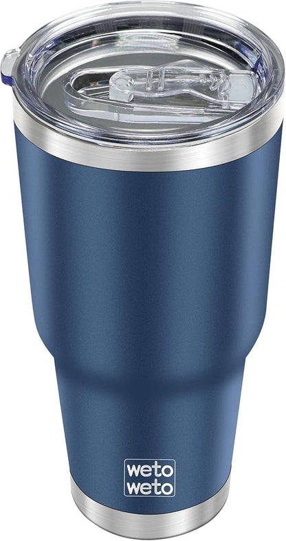 WETOWETO 30oz Tumbler with Lid, Stainless Steel Vacuum Insulated Water Coffee Tumbler, Double Wall Powder Coated Travel Mug Thermal Cup for Home Outdoor (Navy Blue, 1 Pack)