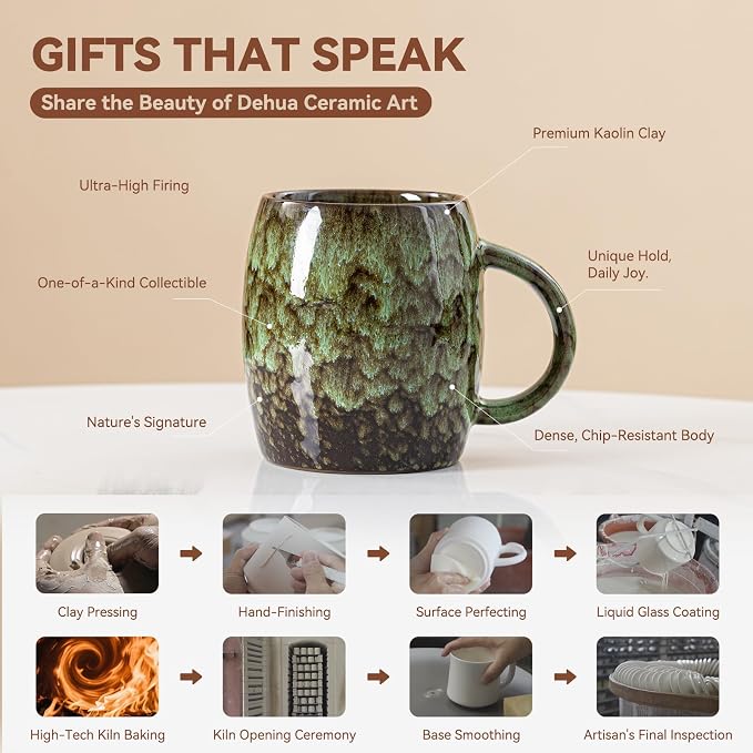 Unique Reactive Glaze Ceramic Coffee Mug - 14 oz Large Coffee Cup