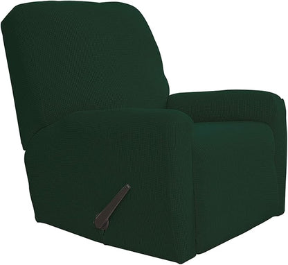 Easy-Going Recliner Stretch Sofa Slipcover Sofa Cover 4-Pieces Furniture Protector Couch Soft with Elastic Bottom,Polyester Spandex Jacquard Fabric Small Checks(Recliner,Dark Green)