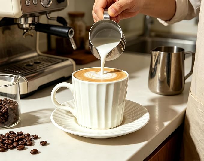 Ceramic Coffee Cup Set, 8 oz Cappuccino Cups