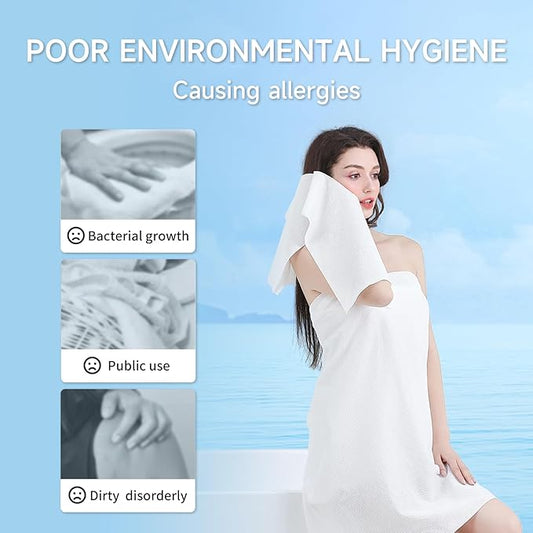 10 PCS Disposable Bath Towels, Large Disposable Towel Tablets Disposable Towels Portable Thick Paper Towel Reusable Suitable for Hiking Camping Sports Swimming and Traveling, 55.1 x 27.5 Inches