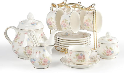 Sweejar 23 Pcs Floral Tea Sets