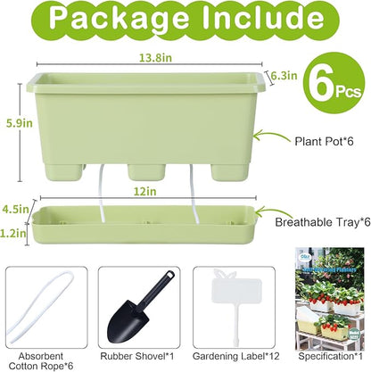 Window Box Planter 6 Packs, 13.8 Inches Rectangle Flower Pots
