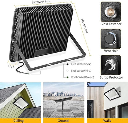 2 pack 300W LED Flood Light, Super Bright 42, 500LM 5000K Daylight IP66