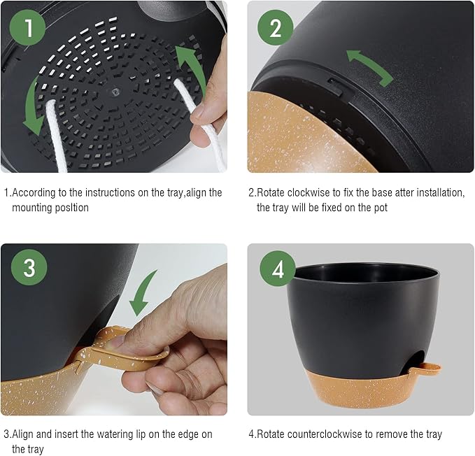12inch 2Pack Large Self Watering Planters, Plastic Plant Pots