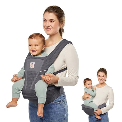 Ergobaby Alta Hip Seat All-Position Breathable Mesh Hip Seat & Carrier, Graphite Grey