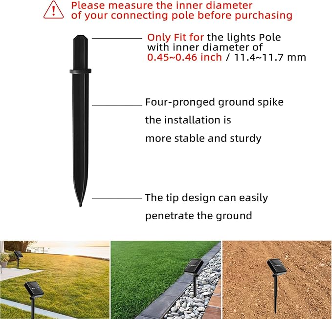 10 Pack Solar Light Stakes Replacement, ABS Reinforced Ground Spikes, Solar