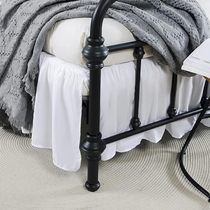 Bed Skirt King Size Ruffled Bed Skirts with Split Corners,12 Inch Drop Dust Ruffle Bed Skirt with Platform, White