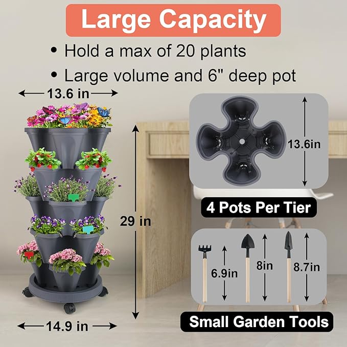 DUNCHATY Stackable Planter, Vertical Strawberry Planter
