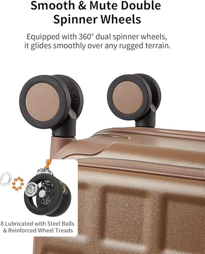 aji Expandable Top Opening 26 Inch Checked Luggage with Spinner Wheels, Large Suitcase with TSA Lock, Hard Shell Travel luggage Suitcases for Men Women, for 20+Days Travel, Chocolate Brown