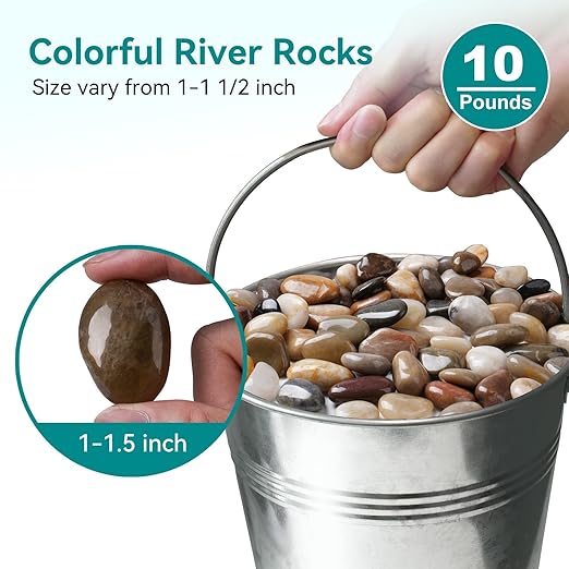 10 lbs River Rocks, 1-1 1/2 inch Plant Rocks