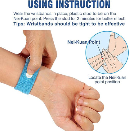 Motion Sickness Bands Anti Nausea Wristband for Adult and Kids Morning Sickness Relief for Pregnant Women Acupressure Nausea Relief for Car, Sea, Air Sickness - 2 Pairs Blue, Blue