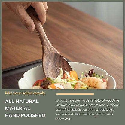 Muso Wood Acacia Salad Servers, 12-inch Wooden Salad Tongs for Serving Salad Mixes, Set of 2 (Acacia salad servers)