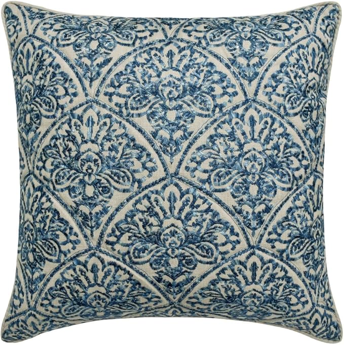 The HomeCentric King/Queen/Twin Blue Designer Queen 74"x18" Bed Runner with 2 Pillow Cover, Embroidery, Quilted Bed Scarf on Cotton Fabric - Farzeen Blue
