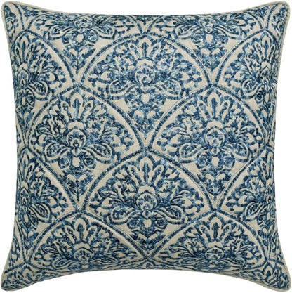 The HomeCentric King/Queen/Twin Blue Designer Queen 74"x18" Bed Runner with 2 Pillow Cover, Embroidery, Quilted Bed Scarf on Cotton Fabric - Farzeen Blue