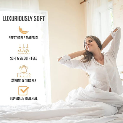 Full Size Bed Sheets Cooling - Luxury Hotel Sheet Set - Soft Sheets with Elastic Corner Straps - Deep Pocket Microfiber Bedsheets - Bedding Sheet & Pillowcases - 4 PC (Full Size, White)