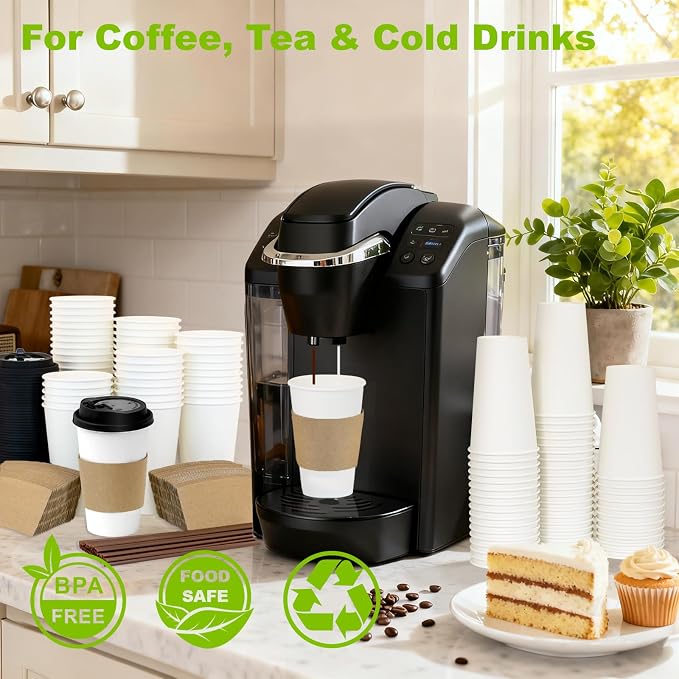 100 Pack 16 oz Disposable Coffee Cups
