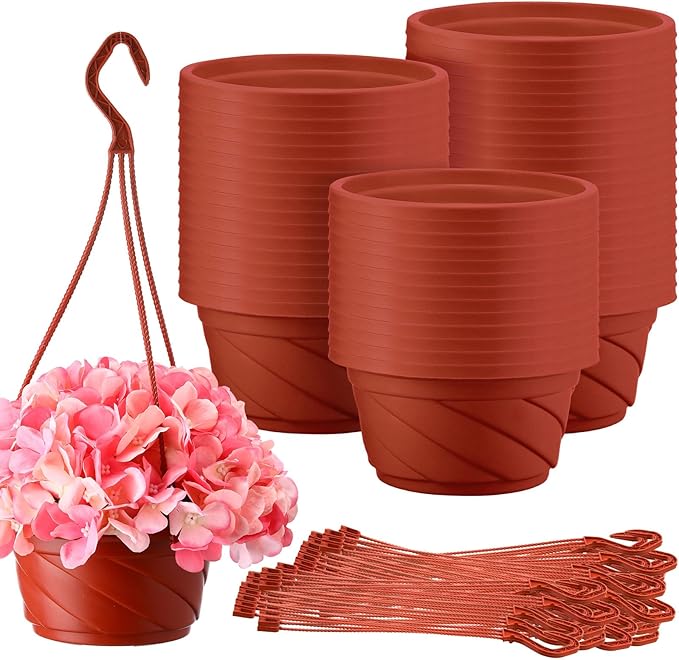 Tioncy 50 Pcs Plastic Hanging Planter Round Hanging Pot