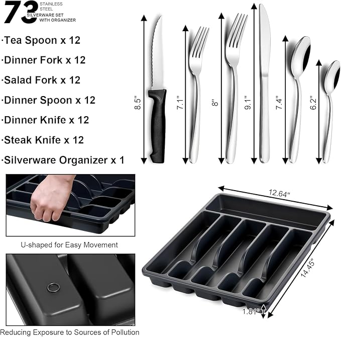 Pleafind 73-Piece Silverware Set