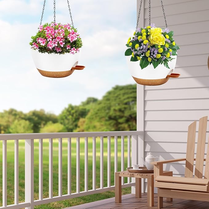 10 inch Hanging Planters for Indoor Plants, 3 Pack Self-Watering Hanging