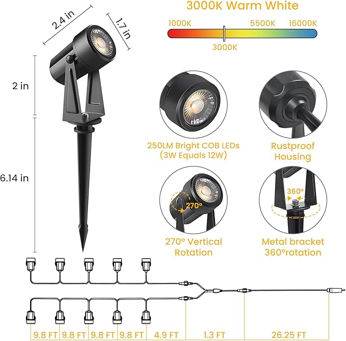 Svater Landscape Lighting Low Voltage, 10 Pack Outdoor Spotlights