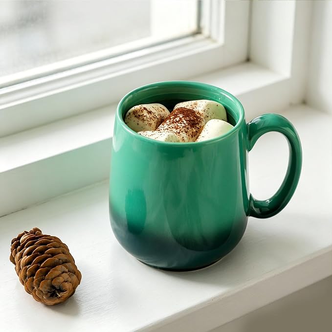HASENSE 15oz Ceramic Mug Set of 4, Housewarming Gift Idea