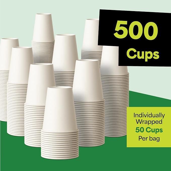 EconoHome 8 oz 500 Pack Disposable Coffee Paper Cups