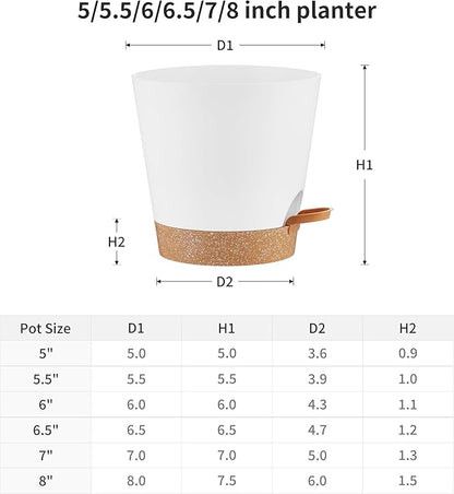 FaithLand 6-Pack White Self Watering Planter Pots