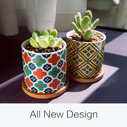 6 Pack Succulent Pots with Drainage Hole, 3 inch Ceramic Succulent Planter with