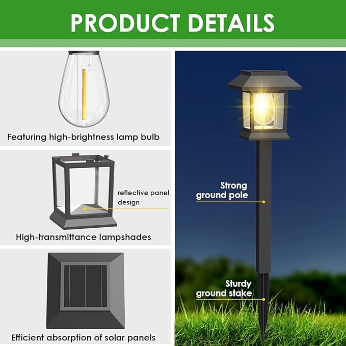 Solar Outdoor Lights, 12 Pack Solar Pathway Lights Waterproof, Landscape
