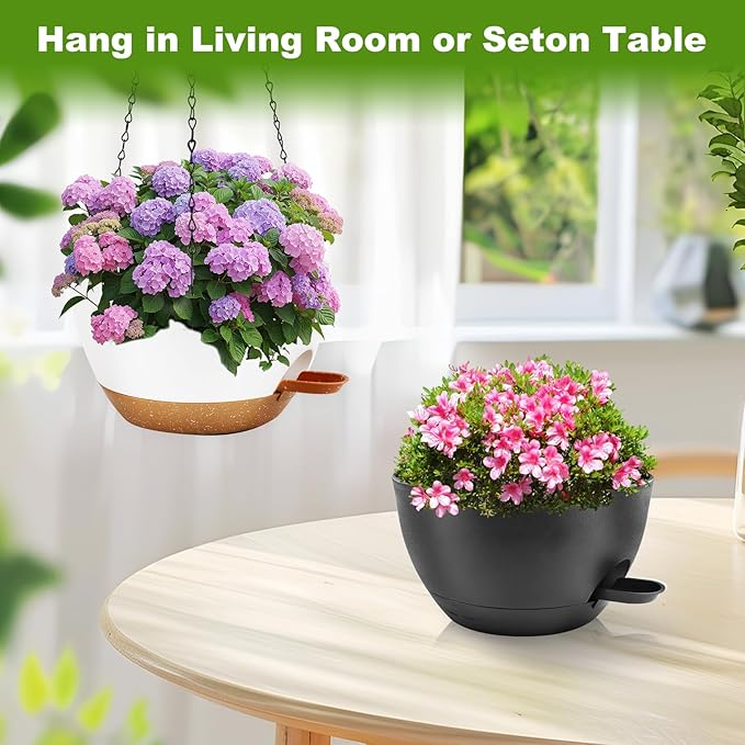 10 inch Hanging Planters for Indoor Plants, 3 Pack Self-Watering Hanging