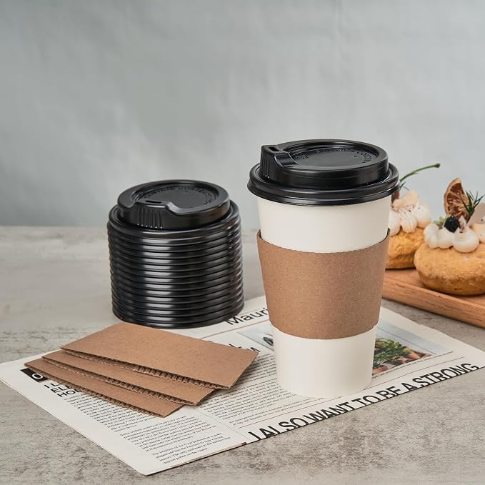 RACETOP 100 Pack Disposable Paper Coffee Cups