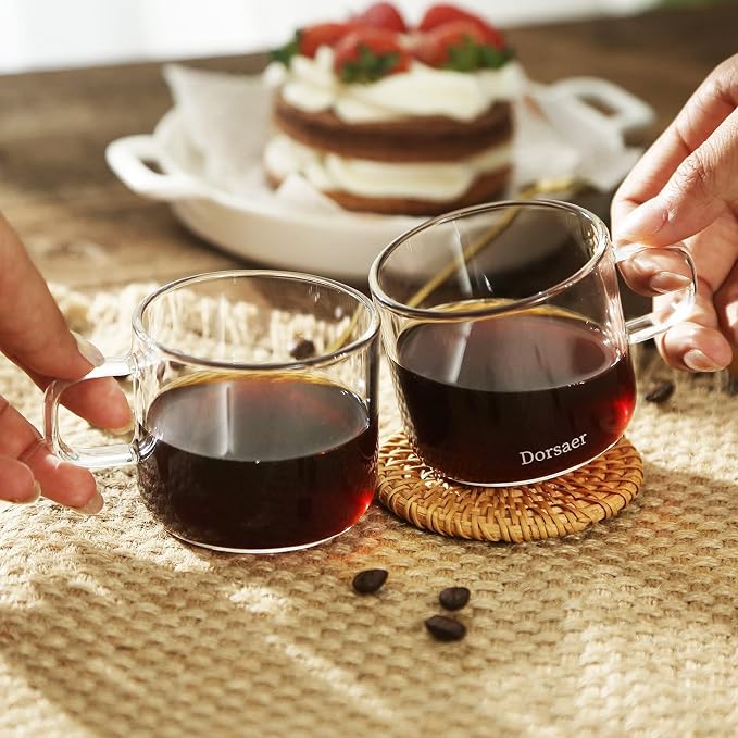 Glass Cups -6oz Small Crystal Clear Glass Coffee Cup