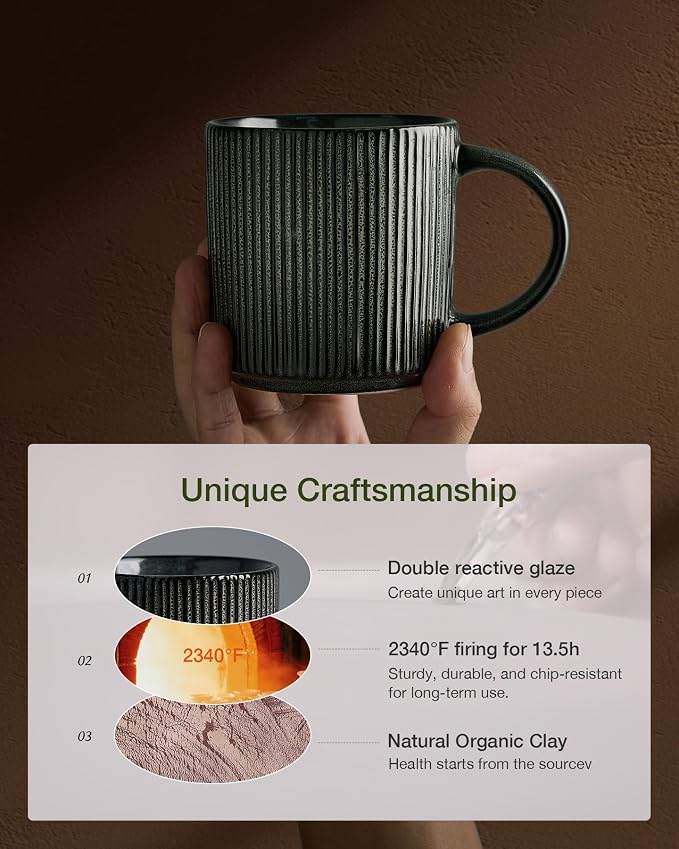 famiware Coffee Mug Set for 8, Star 12 oz Catering Mugs Cup Set