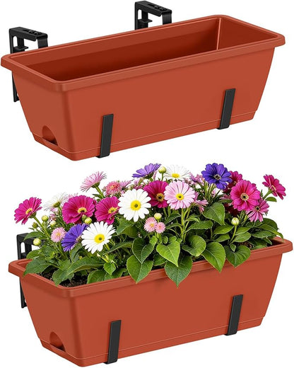 CADUKE Railing Planter Boxes Deck 2 Pack Railing Flower Box