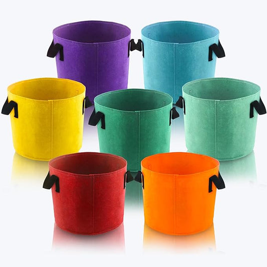 10 Gallon Grow Bags, 7 Pack Colorful Fabric Plant Pots