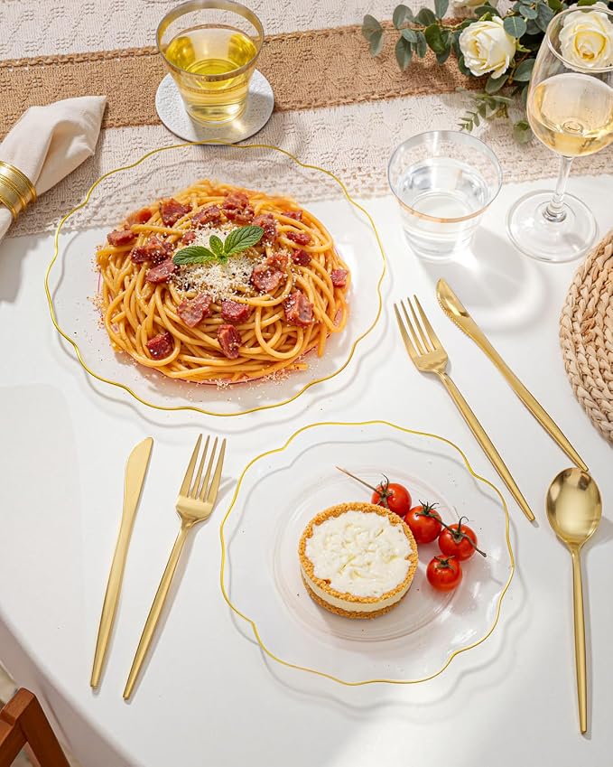 bUCLA 180PCS Clear Plastic Plates