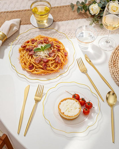 bUCLA 180PCS Clear Plastic Plates